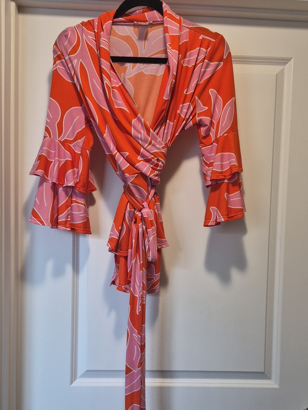 Venus Pink & Orange Floral Wrap Top
